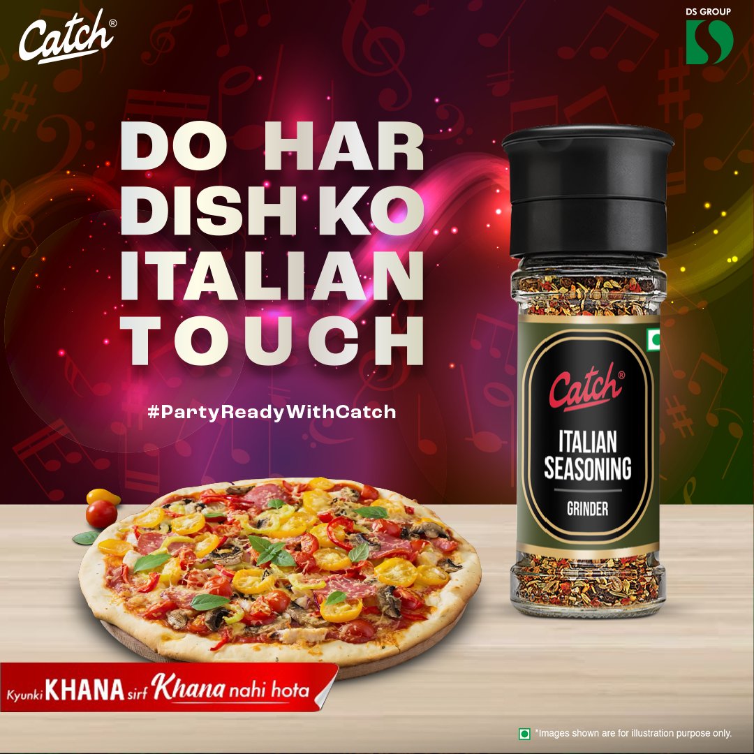 catch_foods's tweet photo. Catch Italian Seasoning ke exotic herbs and spices se har dish ko banao extra-special.
#KyunkiKhanaSirfKhanaNahiHota #CatchFoods #PartyReadyWithCatch
#ItalianSeasoning #Pizza #HousePartyRecipe https://t.co/tlmOXHk4FP