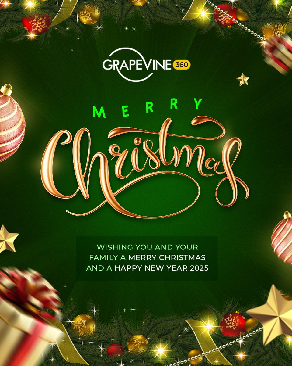 Warmest wishes this holiday season from our GrapeVine360 team! May your Christmas be merry and bright. May the new year bring you happiness, success, and all your heart's desires🎄🎊🎉

#MerryChristmas #HolidayCheer