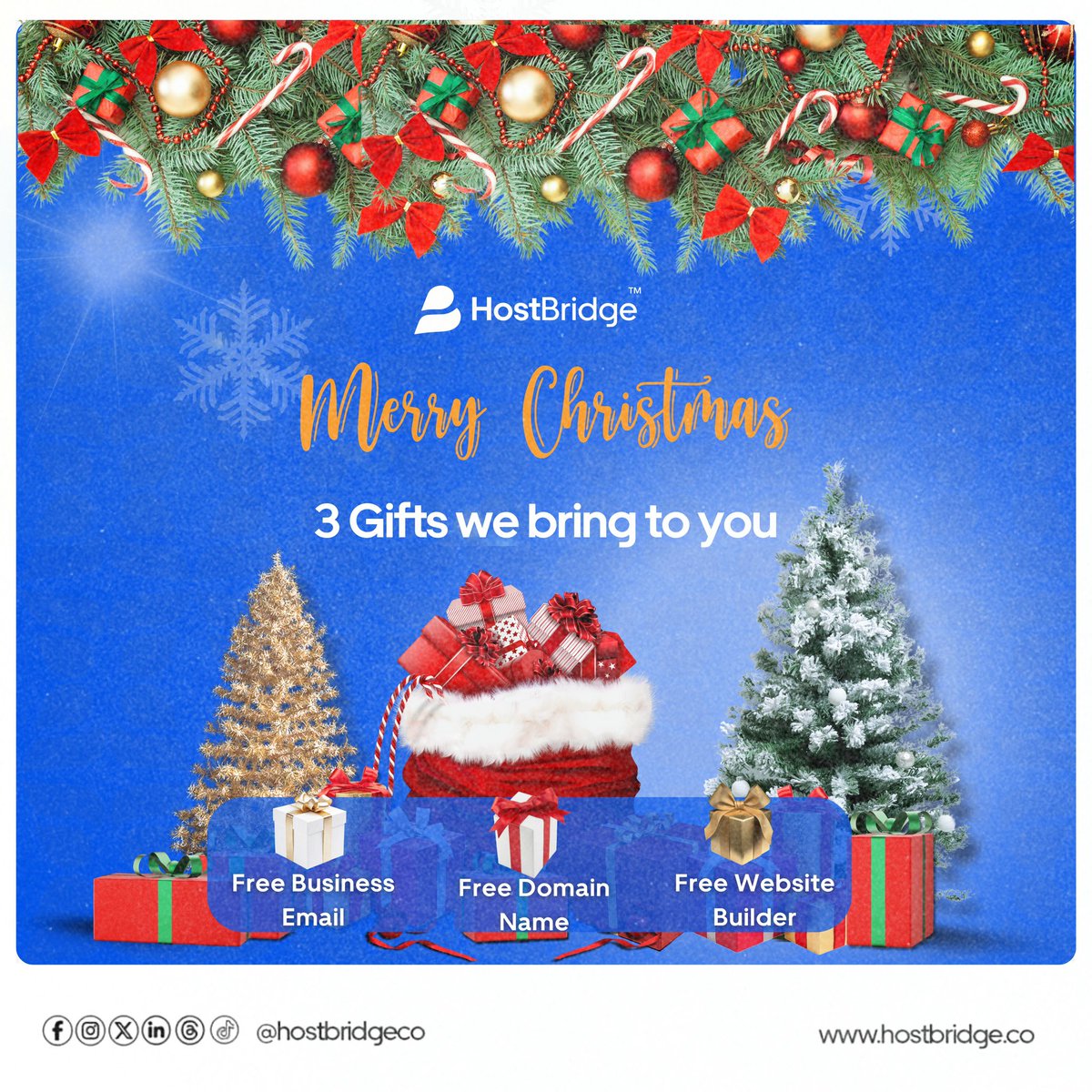 tryhostbridge's tweet photo. Wishing you a joyous Christmas filled with reliable and secured hosting.

#HostBridge https://t.co/uANZOPZuo8