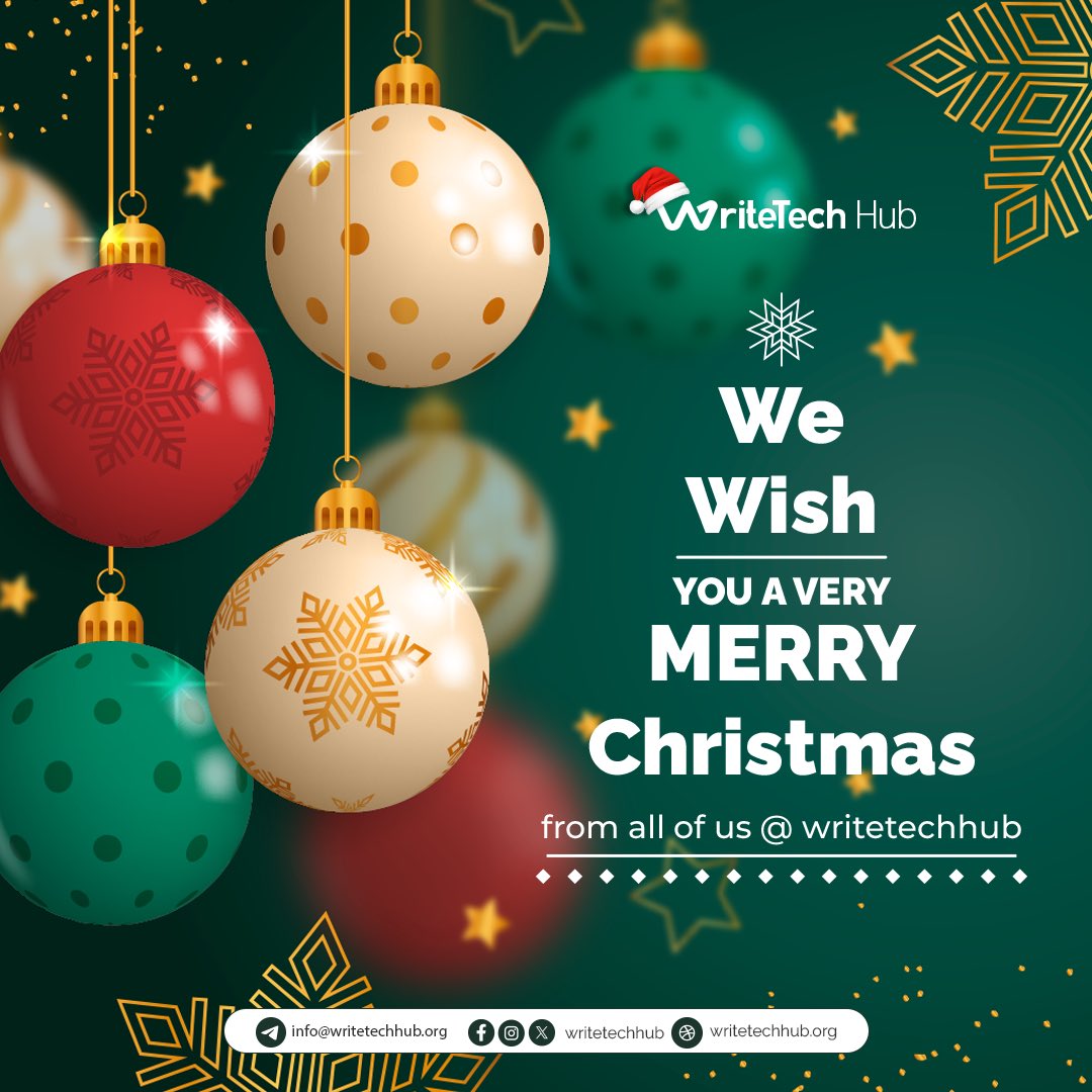 WriteTechHub's tweet photo. Merry Christmas from all of us at WriteTech Hub! 🎄✨ 
This season, we celebrate the magic of connection, creativity, and kindness. 
May your holiday be filled with joy, laughter, and happiness.

Wishing you a season as bright as your dreams! 🌟🎁 

#WriteTechHub #MerryChristmas https://t.co/yF2aUwN1ro