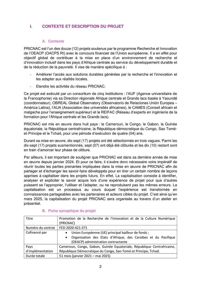 pricnac's tweet photo. 📢 Appel à candidature : Consultant(e) pour l’animation de l’atelier de capitalisation du projet PRICNAC 🌍

📅 Date limite de candidature : 5 janvier 2025 à 23h59 (heure de Yaoundé).
📩 Soumettez vos dossiers à : pricnac@auf.org

Pour plus de détails, consultez les termes👇 https://t.co/6kQ2G7S87o