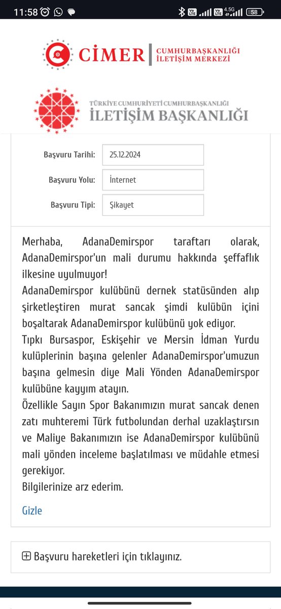 Mavii cemaaat, cimere şikayet edin spor bakanlığına ve maliye bakanlığına şikayet edin.
#AdanaDemirspor