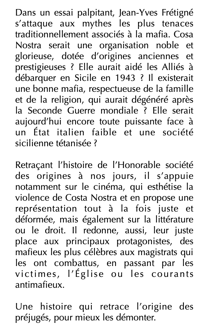 flr_louis's tweet photo. Jean-Yves Frétigné - Histoire de la mafia

Au-delà des préjugés

À paraître en avril chez Fayard https://t.co/fflBww21wl