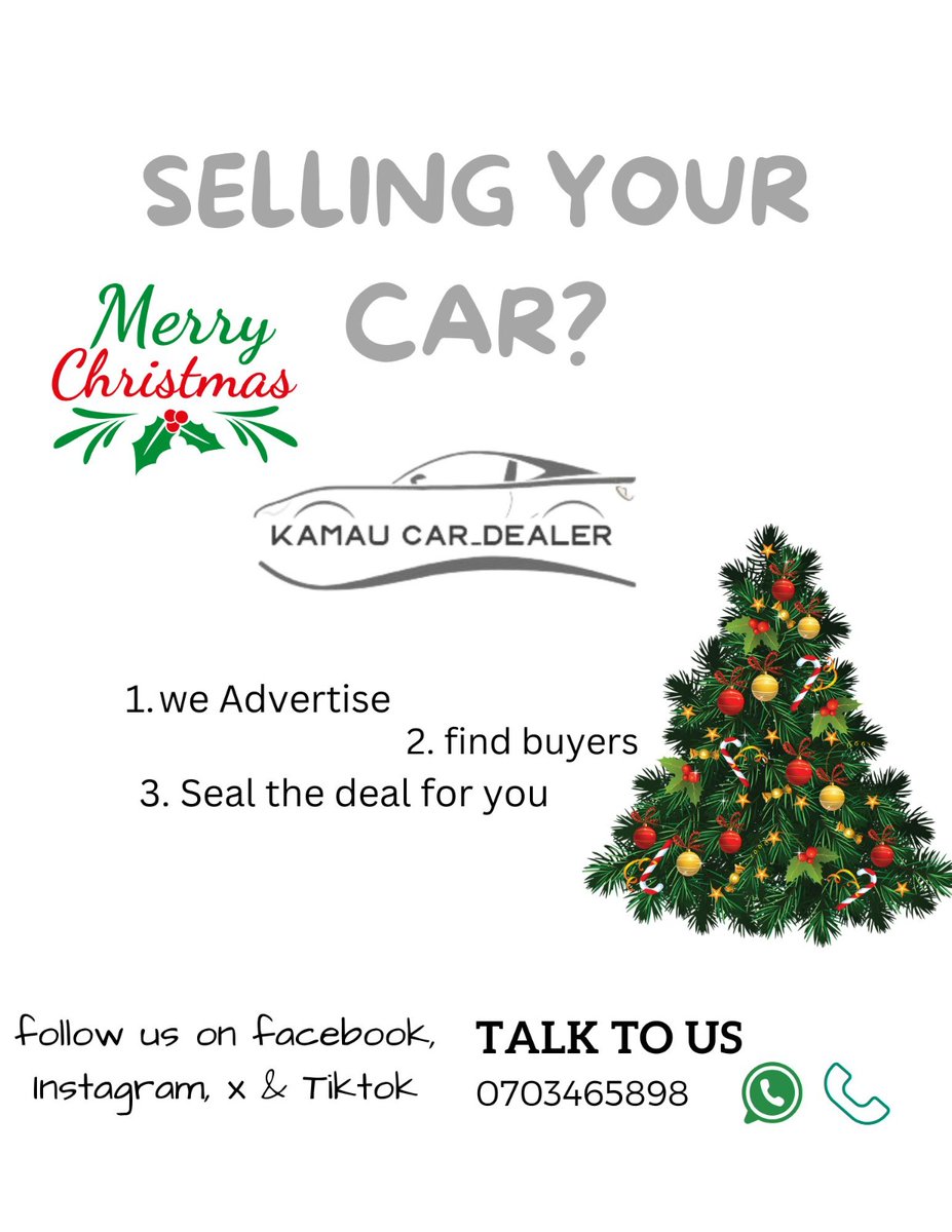 tdAutolink's tweet image. From all of us at Kamau Car Dealer, we wish you a Merry Christmas and a prosperous New Year!  Thank you for choosing us for your car needs this year. May your holidays be filled with happiness, love, and safe journeys. We’re excited to continue driving forward with you into 2025!