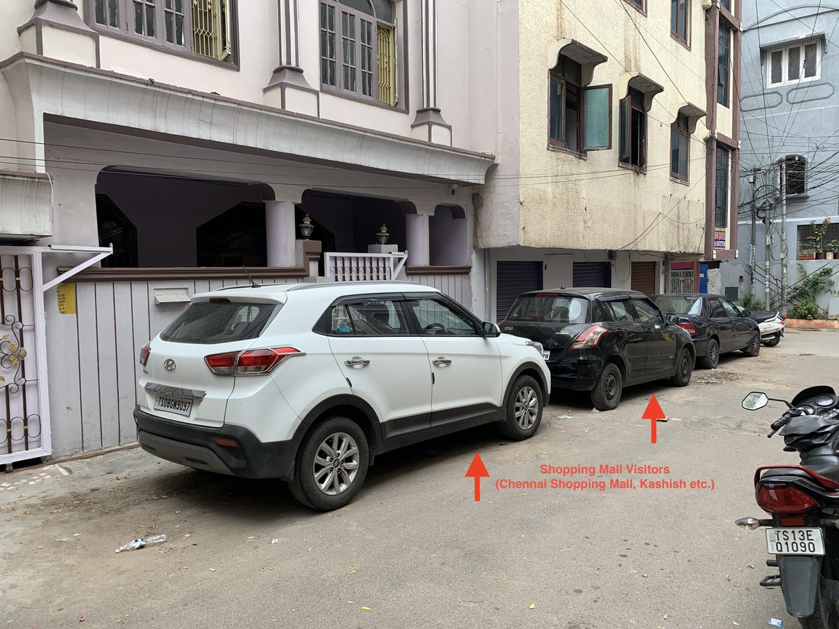 philosafi's tweet photo. Illegal Bike Parking:

- Predominantly by men's hostel residents, many of whom are gig workers (Swiggy, Zomato, Porter, etc.), residing in hostels with potentially illegal licenses. 
 
- Workers from nearby malls leave bikes unattended, crowding streets. https://t.co/oR1EGJjuFA