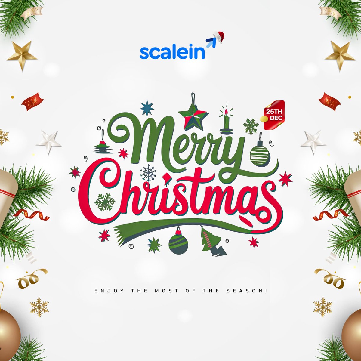 Merry Christmas from all of us at Scalein 🎄

May this season bring you boundless joy, warmth, and happiness. 

Have a joyful and love-filled holiday! ❤️

 #MerryChristma #Dec25  #Scalein
