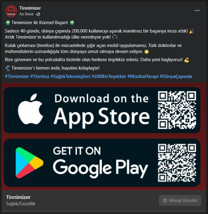 tinnimizer's tweet photo. 🌎Globalde 200.000 kullanıcı barajını geçtik. ! 🌎

Tinnimizer ile Sessizliğe Kavuşun! 🌟 https://t.co/n1gvBaBANv