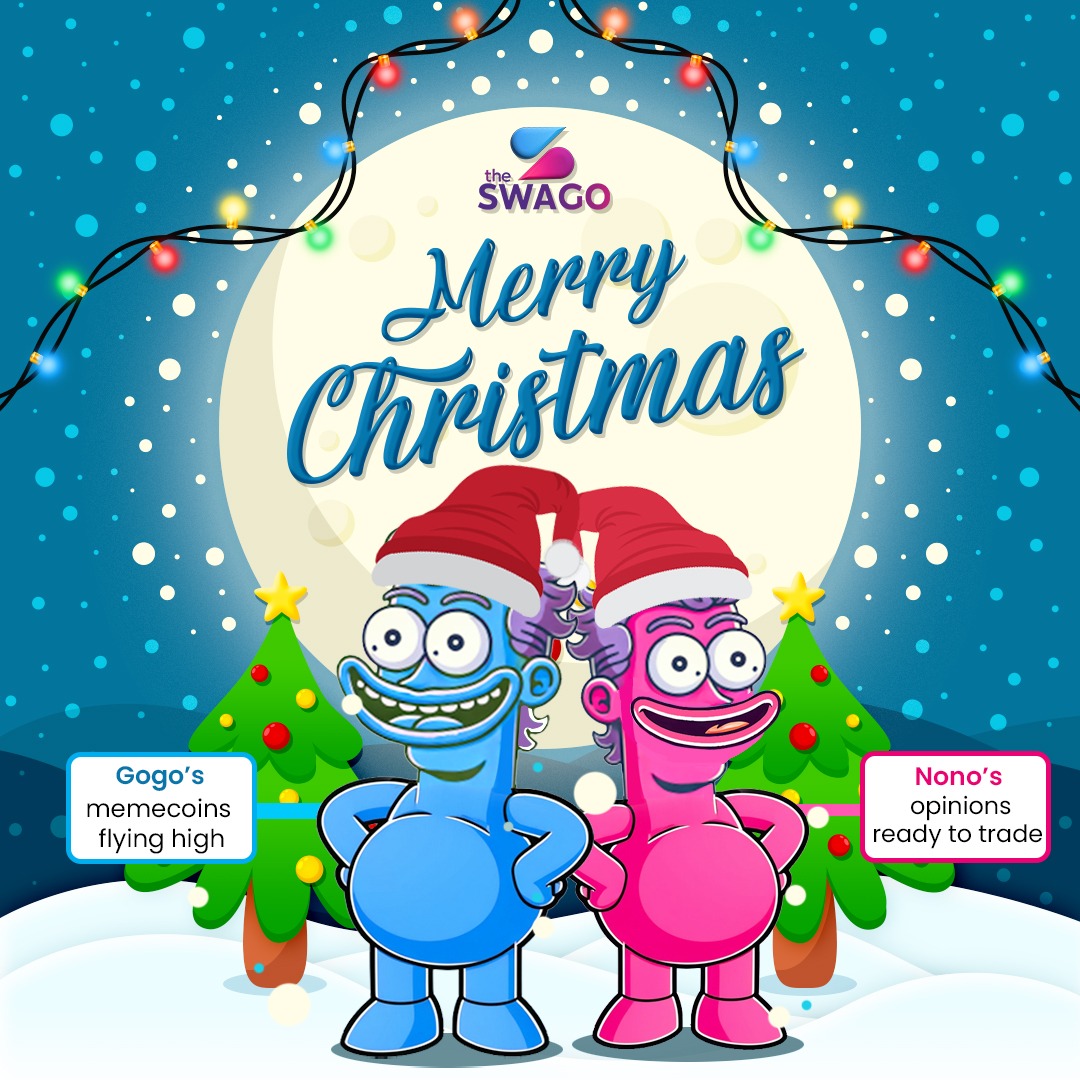 🎅🎄 Ho Ho Ho! Christmas just got SWAG-tastic! 🎄🎅 Let’s make this Christmas merry with The Swago! ✨

Say hello to Gogo &amp; Nono – the coolest mascots in the opinion trading galaxy 🌌 (and yep, they’re rockin' the Santa swag today 😎🎅).

Gogo is all about that “Trade it, it’s