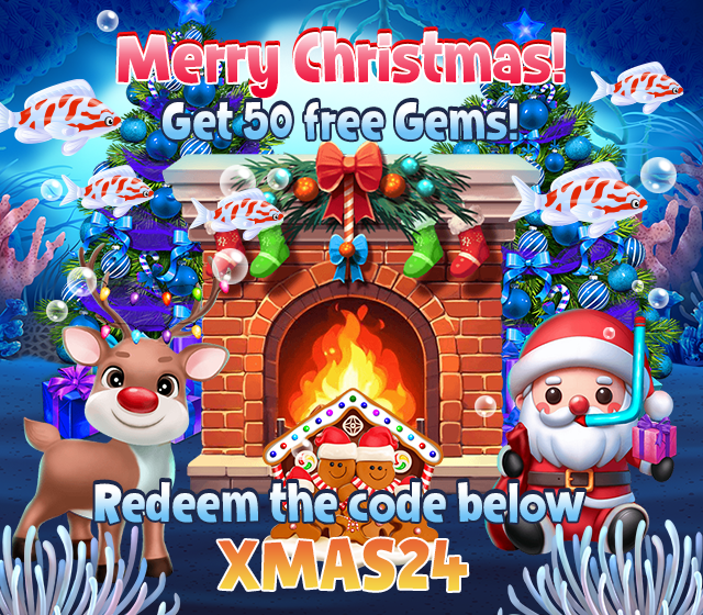 FishParadiseApp's tweet photo. 🎄🎄 Merry Christmas and Happy Holidays! To celebrate we're giving everyone a gift of 50 gems. Redeem the code in game by going to the Fan page section. 🎄🎄 https://t.co/yZ3DYp4F5m