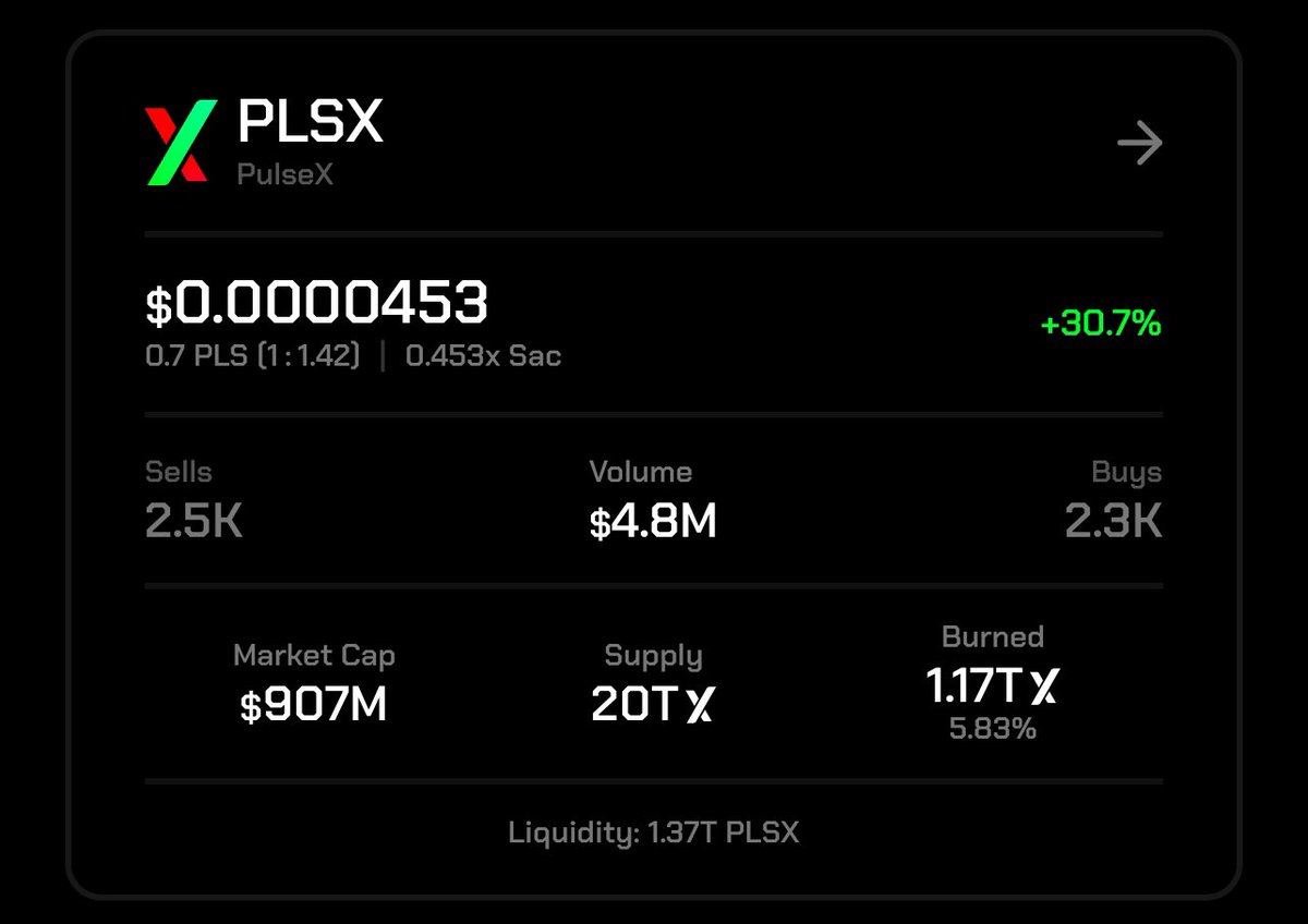 ❤️💛💚💙

🔥 JUST IN: PulseX is up +30% in the past 24 hours.

$PLSX buy and burn ticked up to 5.83%

The Market has decided Clown Interpol’s Red Nose Alert notice is irrelevant.

(<a href="/INTERPOL_HQ/">INTERPOL</a>) You hear that, soyboy cucks?