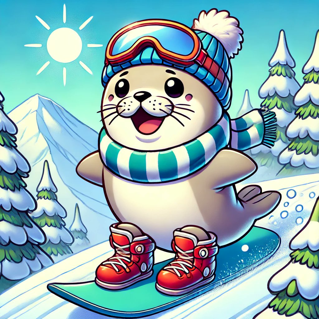 SealCoinNR1's tweet photo. #Sealcoin drive a snowboard, he laught and its fun, the fun is when its launching at the start of february. 
#Solana #SolanaMemeCoin #btc100k #memecoin #ETH #viral #follow #NEWS https://t.co/EQeCtWbbDd