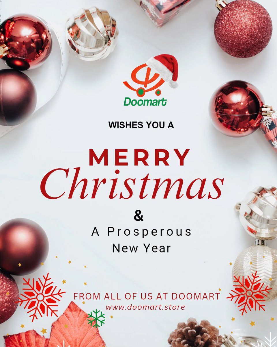 DoomartNG's tweet photo. Here's to wishing you a very Merry Christmas and a beautiful New Year 🎄🎁

From all of us at Doomart 🛍️ 🛒 
MERRY CHRISTMAS ⛄

#doomart #doomartng #christmas #yuletide #blessings #shopwithdoomart #shopping https://t.co/KyinkMengM