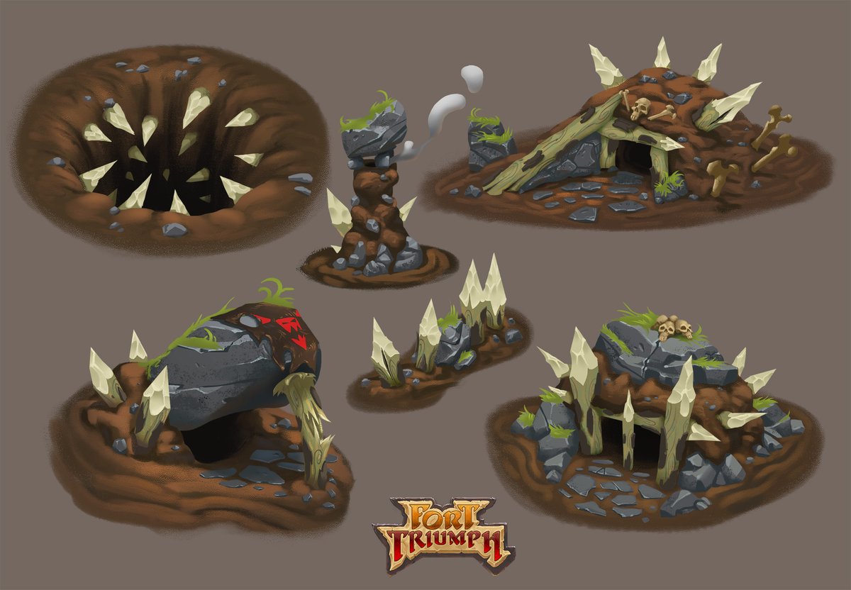 OmerSharon8's tweet photo. A few years ago I made some goblins mud huts (tunnel entrances) concepts for the goblin village environment for the indie TBT game @CookieByteEnt :)

#concept #conceptart #gameart #gamedev #gamedevelopment #indiegamedev #indiegame #tbt #turnbasedtactical #game https://t.co/vX1zrgTzYv