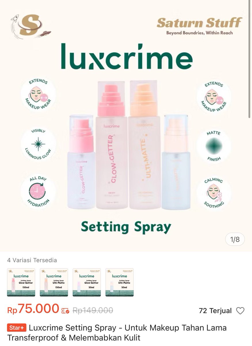 saturnstuff18's tweet photo. LUXCRIME SETTING SPRAY
LIMITED STOCK
150 ml
Glow-Getter : 3 Pcs (85k)

link 👉🏻 https://t.co/8GSmIIqEaj

Promo shopee lazada tokopedia blibli jastip kode voucher wts wtb gratis diskon cashback murah sale payday gajian female daily jakartaxbeauty jxb bxb wtt rekomendasi bonus info https://t.co/EpHn3Ig4Uk