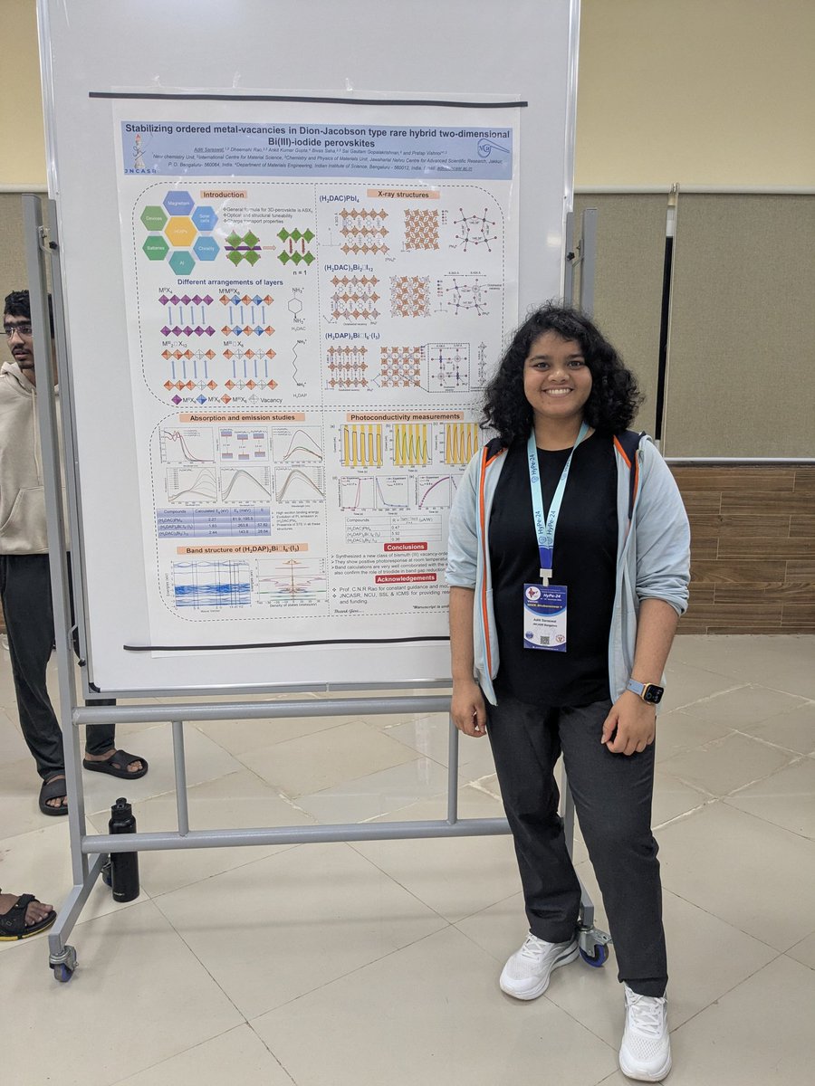 aditi2870's tweet image. Happy to participate in HyPe 2024 at NISER Bhubaneshwar. Elated to meet the great minds of the perovskites field and present my work. #perovskites #research  #optoelectronics #PhD @jncasr
