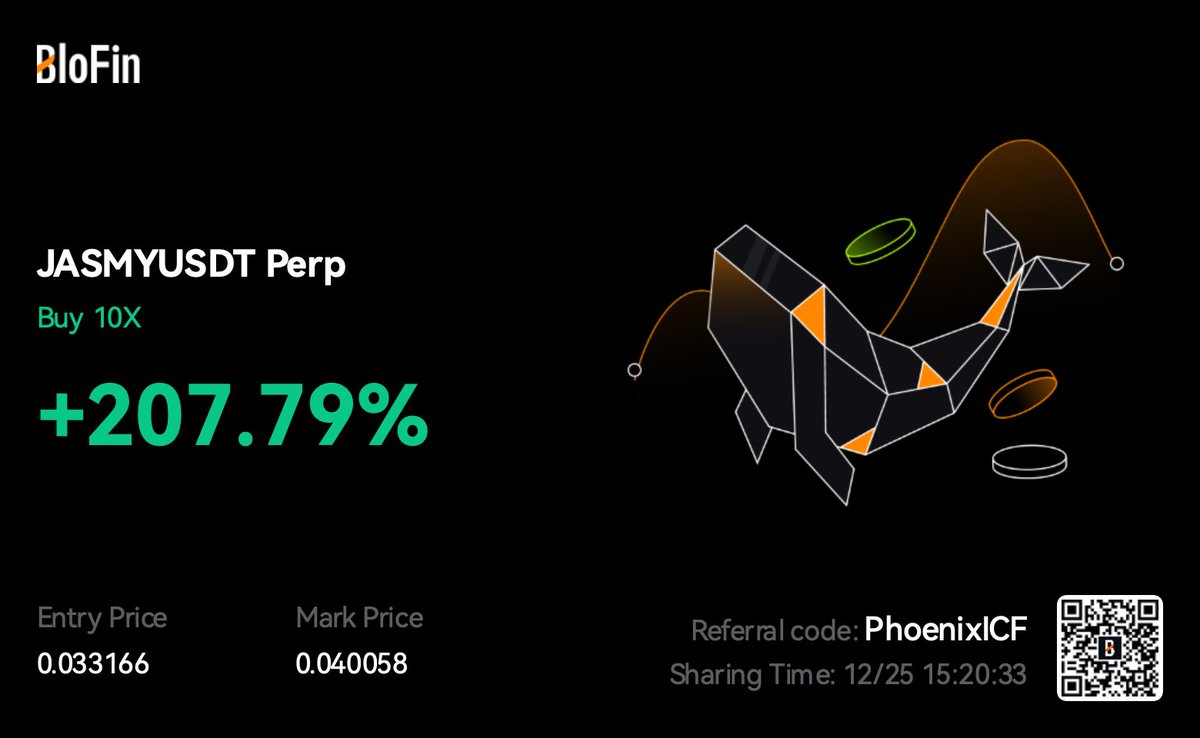 phoenix_ICF's tweet photo. $JASMY 200% profit running with 10x lev🔥 

#jasmy #jasmyusdt https://t.co/SinnaHn9Uc
