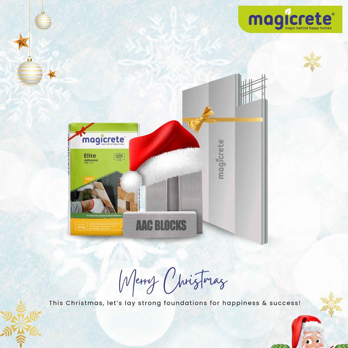 magicrete's tweet photo. All we want for Christmas is faster construction and happier homes!

Magicrete wishes you a Merry Christmas! 🎅✨

#Magicrete #BuildingMaterials #AACBlocks #TileAdhesive #AACWallPanels #GreenBuilding #Construction #Sustainable #PrecastConstruction https://t.co/RQVbetb6xM