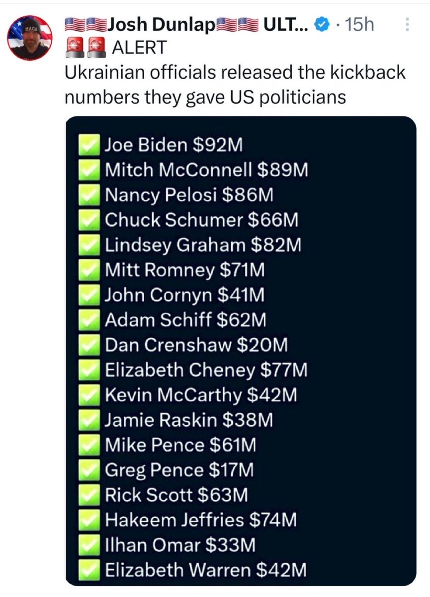 Ukrainian officials released the kickback numbers they gave US Politicians