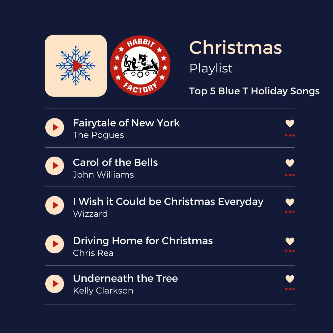 The Habbit Factory (@habbitfactory) on Twitter photo Tis the season for festive tunes! 🎄🎶 Here’s our top 5 Christmas songs that our blue tees recommend this year! 
Need a festive playlist? Check out our specially curated one made with recommendations from our volunteers and team! youtube.com/playlist?list=… Tis the season for festive tunes! 🎄🎶 Here’s our top 5 Christmas songs that our blue tees recommend this year! 
Need a festive playlist? Check out our specially curated one made with recommendations from our volunteers and team! youtube.com/playlist?list=…