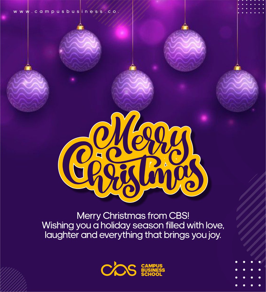 CampusBusinessS's tweet photo. May this Christmas season fill your heart with joy, your home with love, and your days with peace. CBS wishes you and your loved ones a Merry Christmas and a prosperous New Year! https://t.co/XPS0XVrvtG