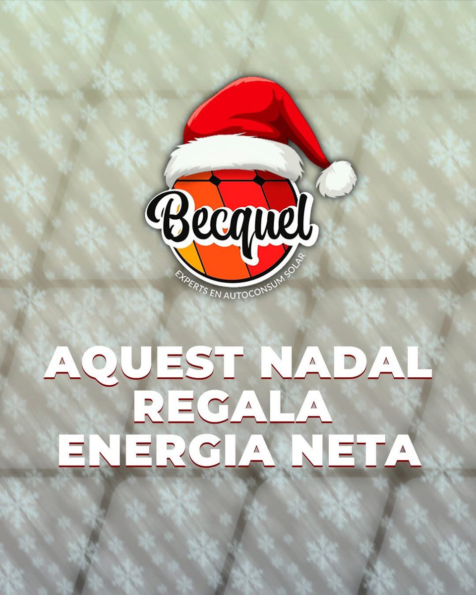 Bon Nadal i bones festes! 🎄

Aquest Nadal volem desitjar-vos unes festes plenes de llum, somriures i energia positiva! 🎅☀️

🎁 A més, us animem a fer un regal que no només il·lumini les llars, sinó també el futur, regala energia neta i aposta per un món més sostenible. 🌍