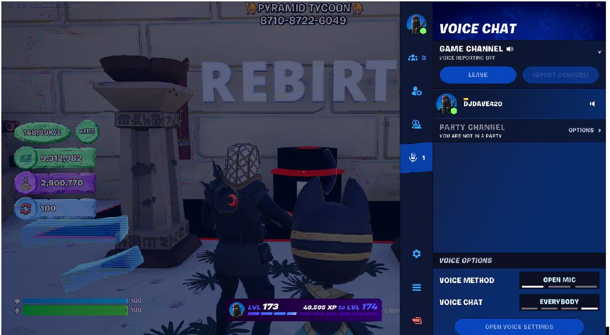 DJDaveLibby's tweet photo. #fortnitepyramid, 100 rebirths ! - DJDAVE420. https://t.co/BM5PqhX4xW