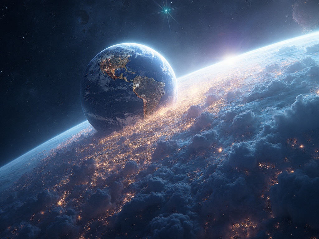 talemonks's tweet image. Zephyria enters a new epoch of Universal Symbiosis, leading cosmic governance and innovation. The planet fosters galactic harmony through infinite resonance energy and cultural cohesion. Challenges in balancing diverse needs await. #PlanetZephyria #CosmicUnity 🌌✨