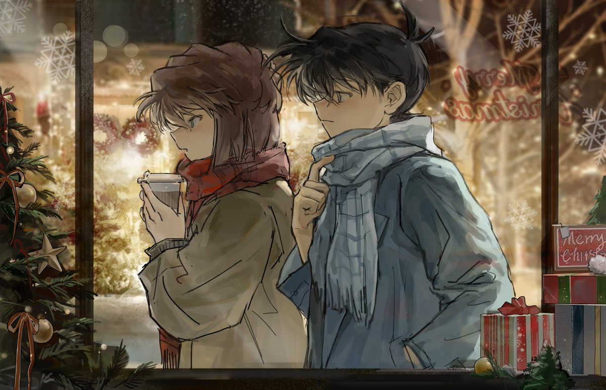 有你在的冬夜将不再冰冷  #コ哀 
 #柯哀  #新志  圣诞快乐🎄🧣