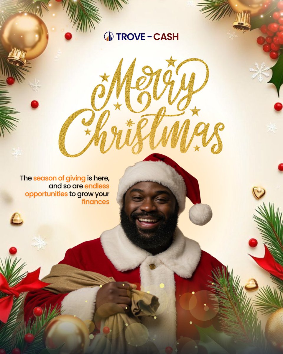 trovecash's tweet photo. Wishing you all the joys of Christmas this season 🎄

Merry Christmas! 🎄🎊

#Trovecash #Trovest #trovestnigeria #MerryChristmas2024 https://t.co/PS5io1qr6m