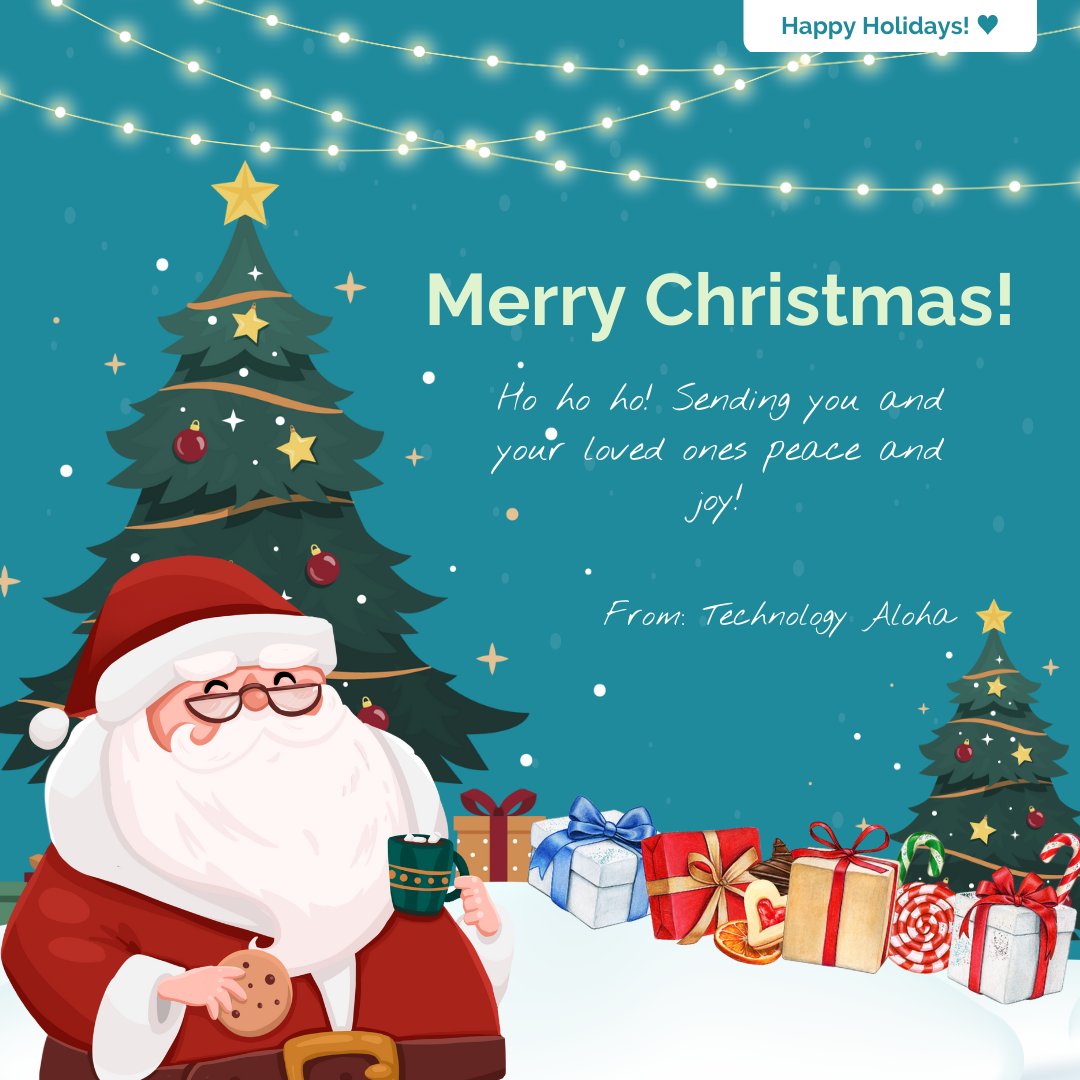 TechnologyAloha's tweet photo. We wish you joy, peace, and happiness this Christmas! Have a wonderful Christmas Day! 🎄🎁✨ 

#MerryChristmas #Cheer #Holiday https://t.co/E2o4qX91Qv