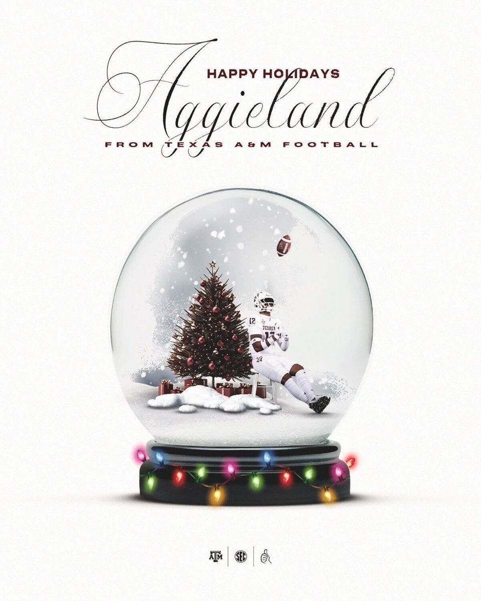 Texas A&M Football (@aggiefootball) on Twitter photo Merry Christmas and Happy Holidays, #12thMan! 🎄👍
#GigEm Merry Christmas and Happy Holidays, #12thMan! 🎄👍
#GigEm