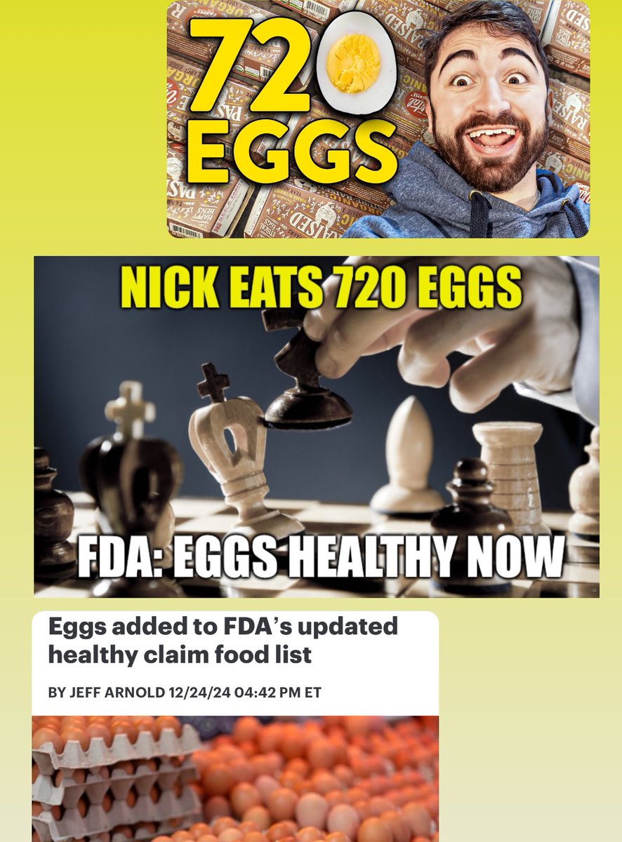 nicknorwitz's tweet photo. “Eggs are Healthy,” and I’m Claiming Credit 🤣 #720Eggs https://t.co/vpoCq3iJO2
