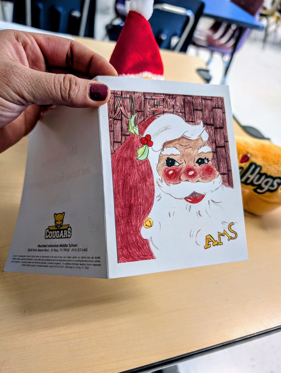 Michelle Villalobos (@hurshelams_art) on Twitter photo <a href="/HAntwine_MS/">Patricia Pedroza</a> Christmas card featuring cougar artists🙌🏽🎄🎅🏽☃️
Merry Christmas, everyone!!
<a href="/MChavez_AMS/">Monica Chavez</a> <a href="/iGalindo_AMS/">Mr. Galindo</a>
#ALLIN <a href="/SISD_FineArts/">SISD Fine Arts</a> #TeamSISD <a href="/HAntwine_MS/">Patricia Pedroza</a> Christmas card featuring cougar artists🙌🏽🎄🎅🏽☃️
Merry Christmas, everyone!!
<a href="/MChavez_AMS/">Monica Chavez</a> <a href="/iGalindo_AMS/">Mr. Galindo</a>
#ALLIN <a href="/SISD_FineArts/">SISD Fine Arts</a> #TeamSISD