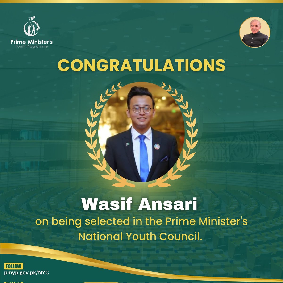 MuhamadWasifUd1's tweet photo. On this 25th of December, as we commemorate the birth anniversary of Quaid-e-Azam Muhammad Ali Jinnah, I am deeply honored to announce that I have been selected to join the Prime Minister's National Youth Council .
Pakistan Zindabad🇵🇰! https://t.co/a36Br4Xgkb