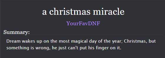 seasonal greeting to fellow dnfers👋
new fic posted soon as part of the Secret Santa on Tumblr 🎅make sure to check out the other fics and artworks part of the exchange!

archiveofourown.org/works/61646125…