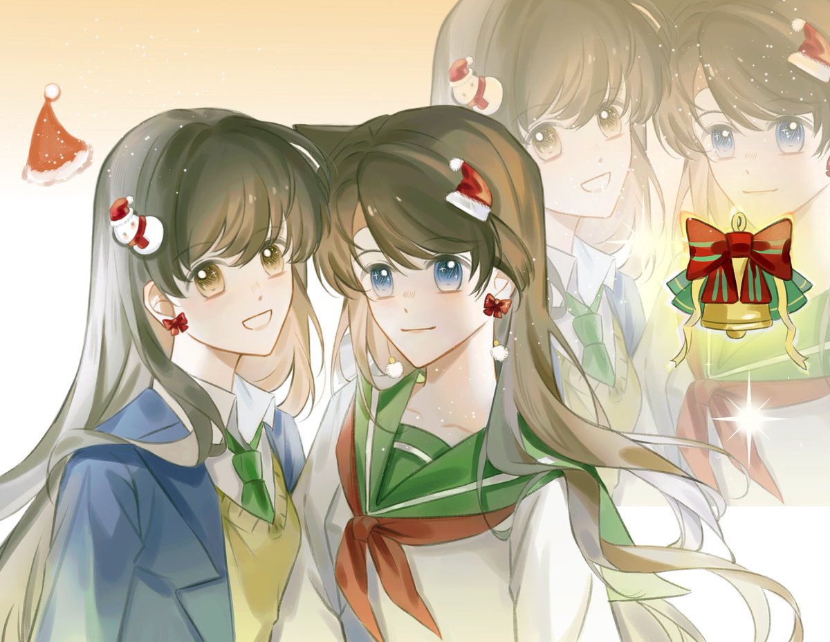 Guoguojiangxi's tweet photo. #毛利蘭 #kagome 
各位圣诞快乐🎄
两个女鹅贴贴❤️ https://t.co/h94oXoK5rg