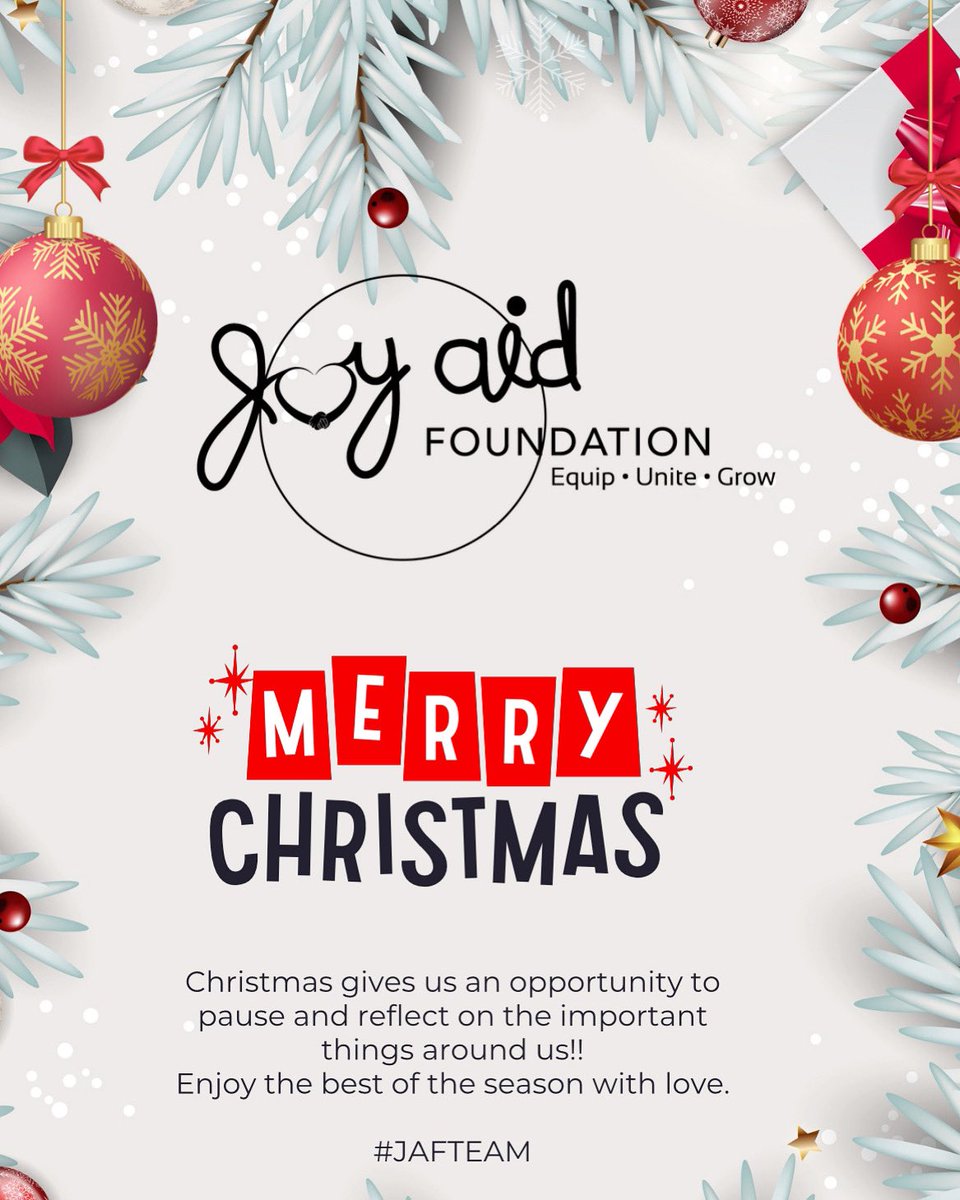 JoyAidFoundn's tweet photo. We share in with the excitement, joy and great tidings of this season and beyond 💃🏽

A Merry Christmas Fam! We love your love ❤️ 
#jaf #teamlove #partnerslove #bliss #festivevibes https://t.co/7LSdyVTfKE