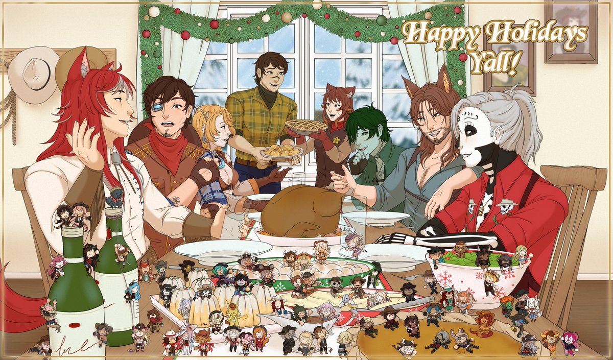 WesternVTubers's tweet image. "When we began, we were unsure about where this dusty road would take us. But now, and for many years to come, we walk side by side with others as outlaws, partners, and siblings. Happy Holidays y'all!"

- Western Saloon Mod Team

⬇️LINKS AND CREDITS BELOW⬇️
🎨:@/_Hatchetko