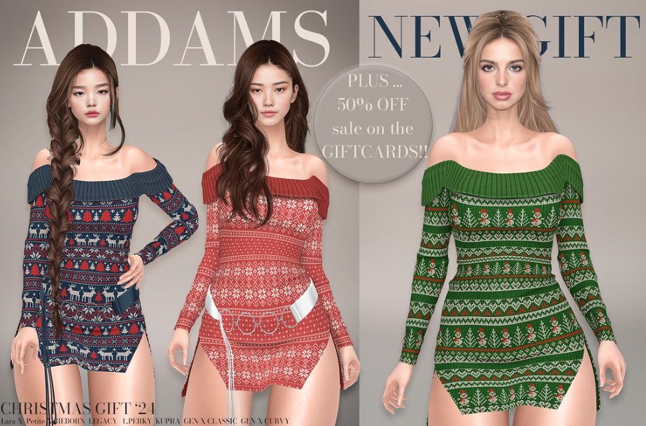 KawaiiFeedSL's tweet photo. Addams: Christmas VIP Gift (group is free to join until the end of 2024) @ Mainstore〡Taxi: https://t.co/dYIOqfgczG
#secondlife #metaverse #addams #vipgift #free #mainstore #kawaiifeed https://t.co/zK0JxZJ67D