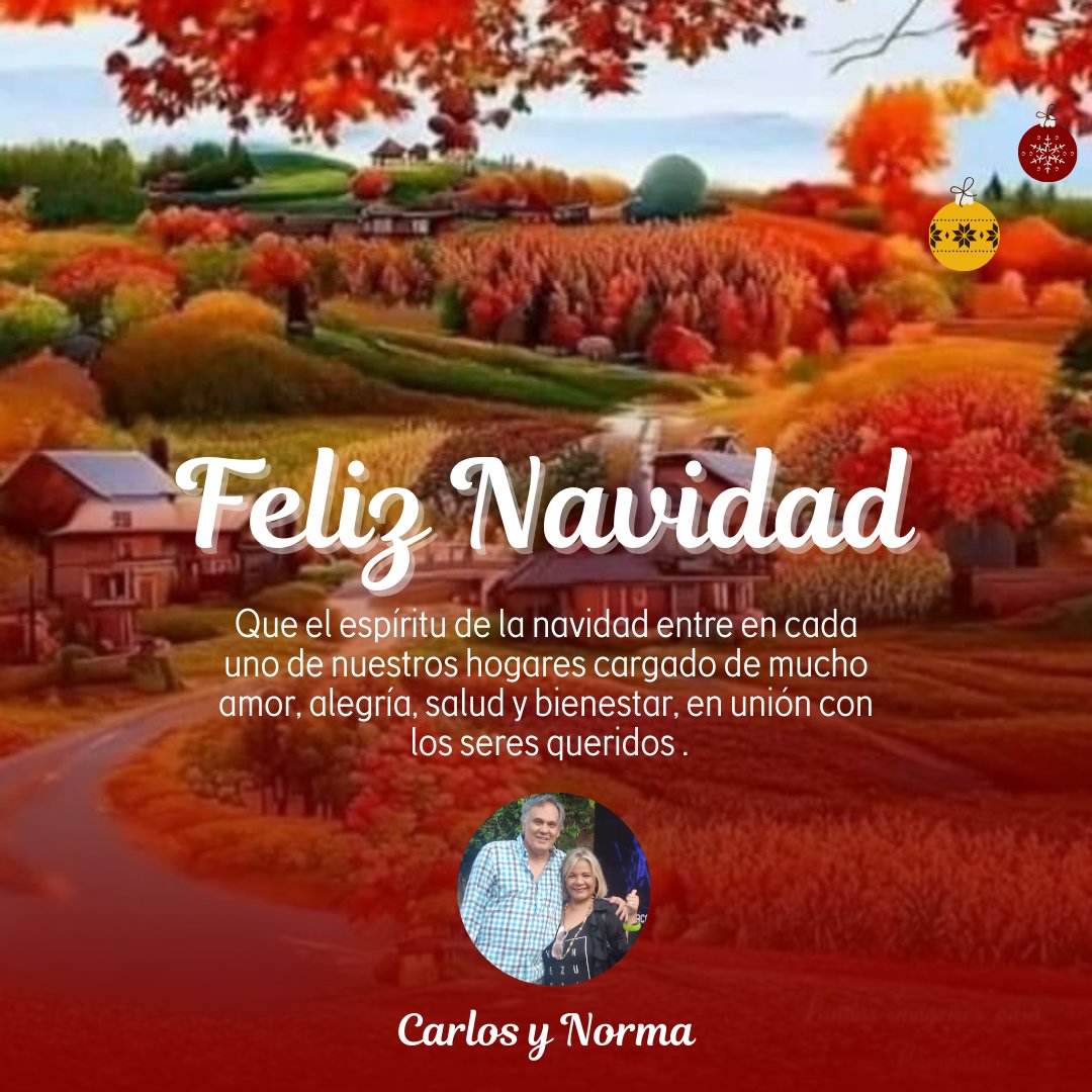 ctorrealbar's tweet photo. 🟠🔵🔴

Que el espíritu de la navidad entre en cada uno de nuestros hogares cargado de mucho amor, salud y bienestar, en unión con los seres queridos 

Si este deseo es escuchado por la providencia, seguro que seremos dichosos y afortunados.

¡Feliz Navidad!

Carlos y Norma https://t.co/e5CUn1fLZe