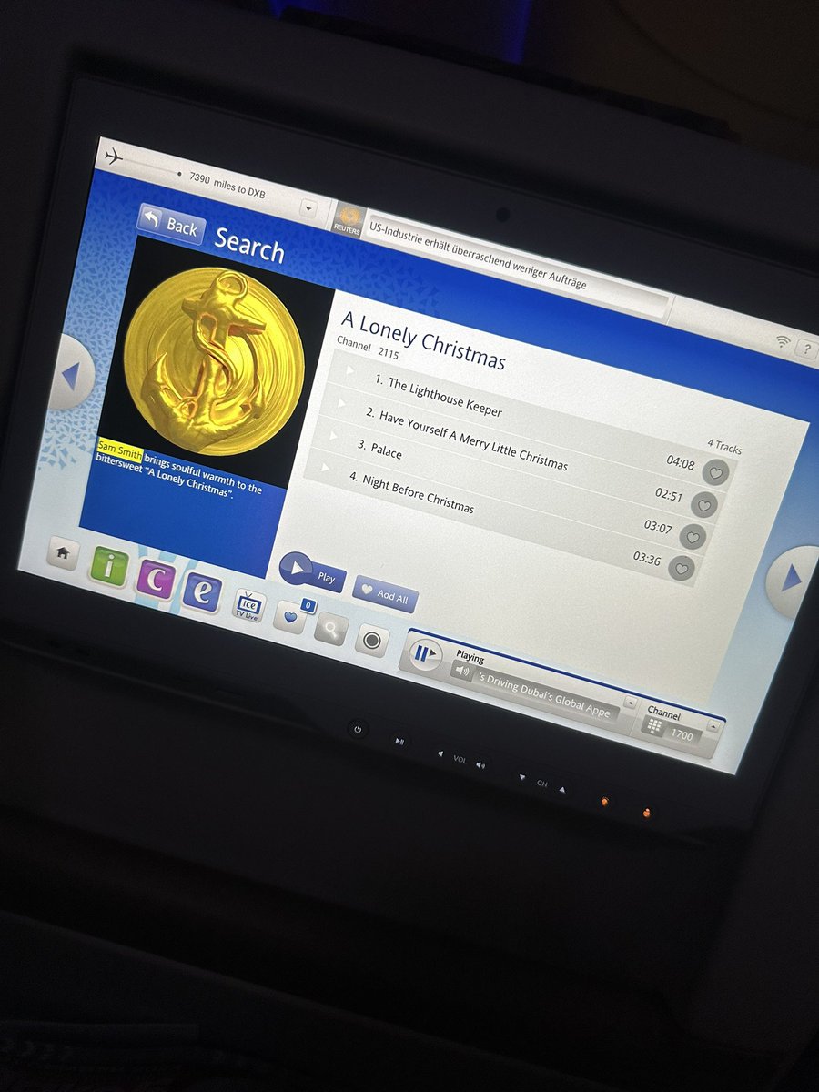 14 hour flight (1/3 flights) on Christmas night therefor have to listen to a lonely Christmas album <a href="/samsmith/">SAM SMITH</a>