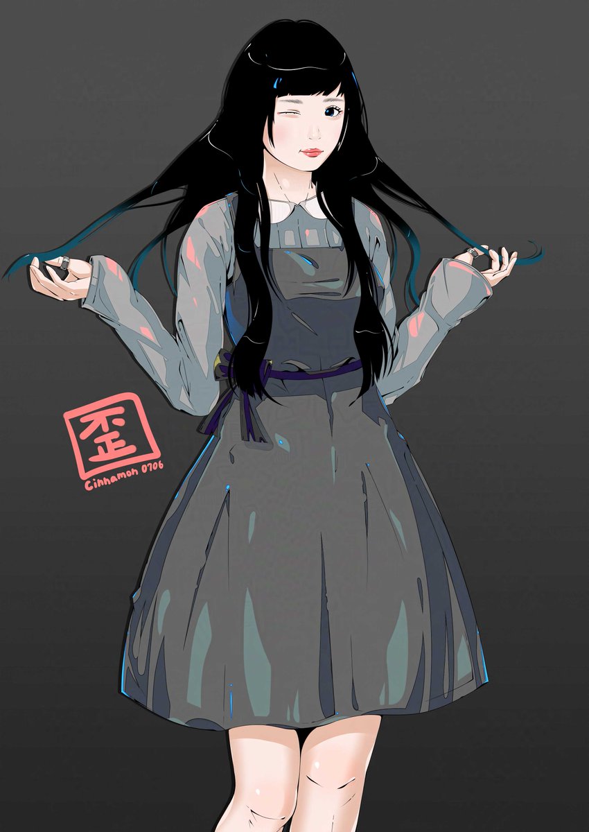 「過去絵です。ぱっつんオン眉ガール。無題341(Rework)(2023)#イラス」|Cinnamon0706のイラスト