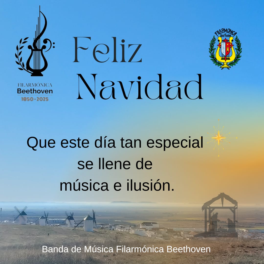 Desde la Filarmónica Beethoven os deseamos  una Feliz Navidad y unas felices fiestas.⛄🎄⛄

Que en estas fechas puedan disfrutar de la calidez y la compañía de amig@s y familiares y por supuesto, con música 🎼🎶🎵🎶

#BMFB #feliznavidad #navidad #campodecriptana #175aniversario
