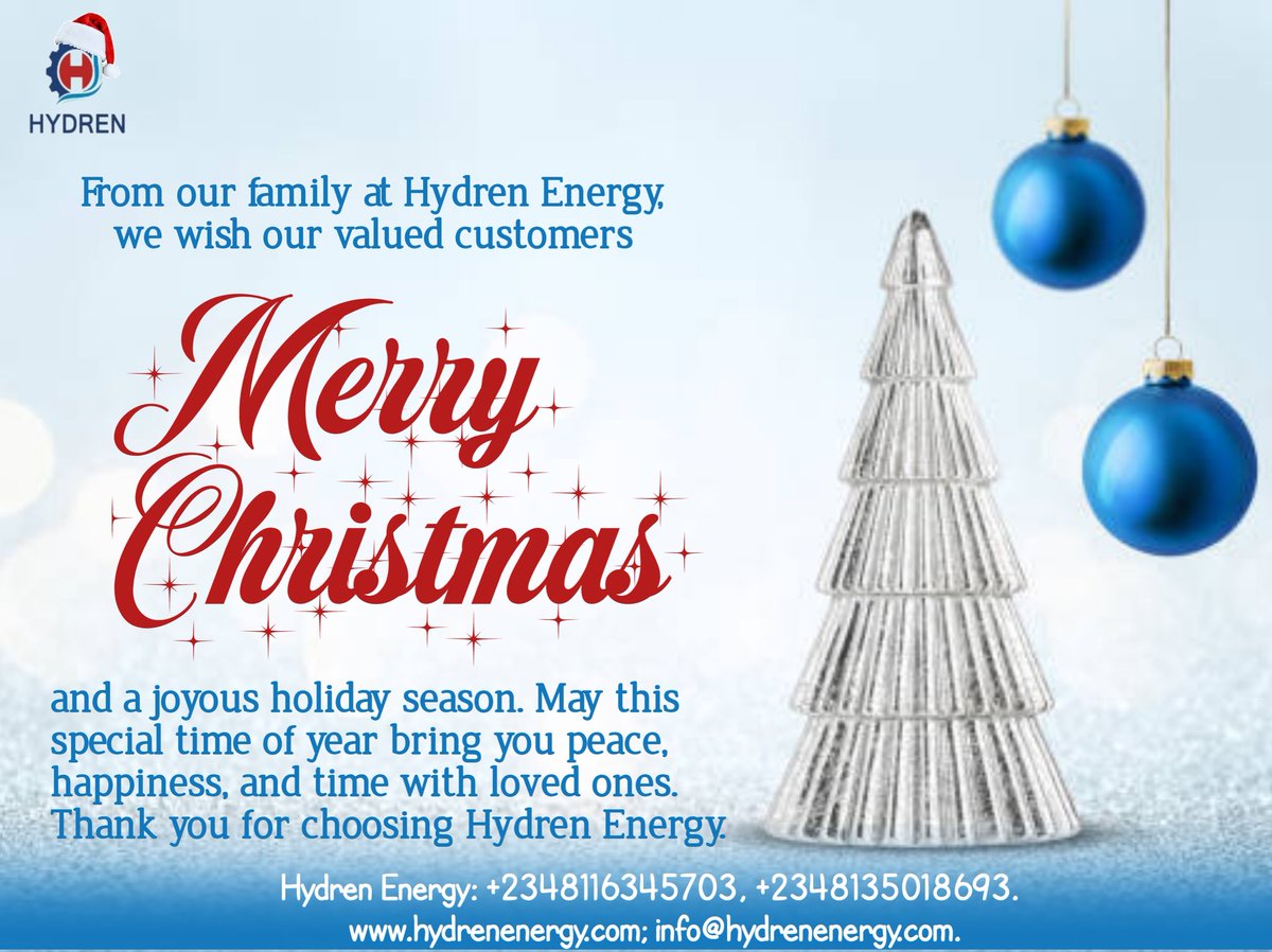 hydrenenergy's tweet photo. We wish our esteemed customers a merry Christmas! Have a beautiful holiday!
#MerryChristmas #MerryChristmas2024 #xmas2024 https://t.co/Wk4eXgjjU7