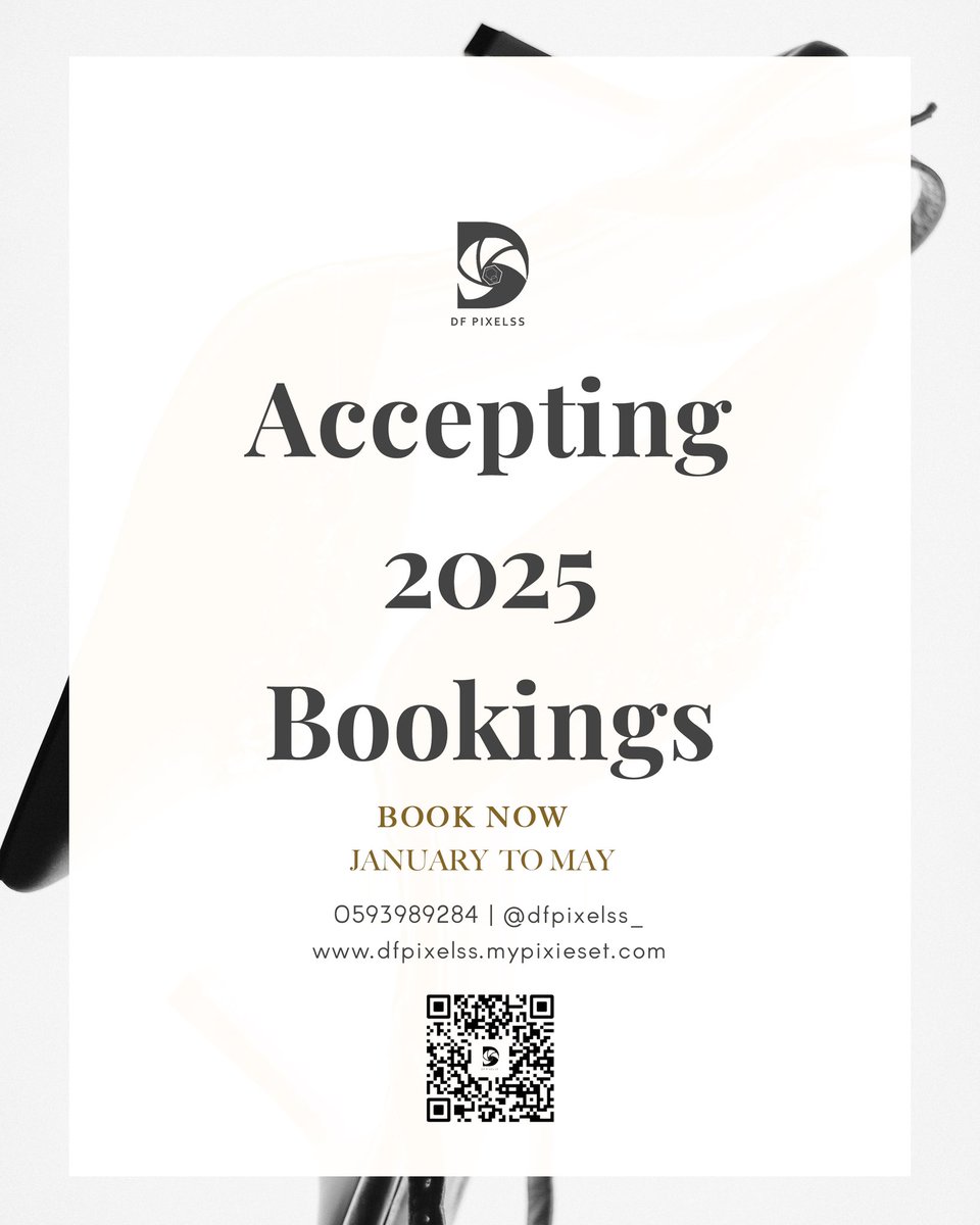 DFPixelss's tweet photo. Good news to our 2025 brides and grooms, we have officially opened bookings for weddings happening in 2025. The cherry on top is that we are giving up to 10% discount on all wedding bookings confirmed from December 2024 - May 2025.

#2025weddings #dfpixelss #weddingbooking #love https://t.co/k7mtxYz3P0