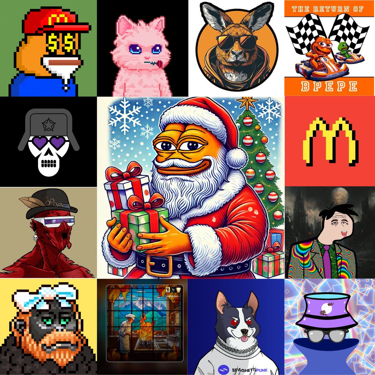 Bitcoin Pepe (@pepecoinstx) on Twitter photo Bitcoin SantaPepe time for presents! 🎁
During Christmas, it is about giving, loving and having a good time. Therefor we are giving to YOU!
1x Bitcoin Pepe NFT
1x <a href="/LeoCoinSTX/">LEO | Stacks Chain</a> NFT
1x <a href="/CCC1NF/">CCC1NF</a> NFT
1x <a href="/SkullcoinBTC/">Skullcoin</a> NFT
1x <a href="/wrappednothing/">Nothing.btc</a> x <a href="/spaghetti_punk/">SpaghettiPunk</a> NFT
1x <a href="/Welsh_Community/">Welsh Corgi Coin</a> x Bitcoin SantaPepe time for presents! 🎁
During Christmas, it is about giving, loving and having a good time. Therefor we are giving to YOU!
1x Bitcoin Pepe NFT
1x <a href="/LeoCoinSTX/">LEO | Stacks Chain</a> NFT
1x <a href="/CCC1NF/">CCC1NF</a> NFT
1x <a href="/SkullcoinBTC/">Skullcoin</a> NFT
1x <a href="/wrappednothing/">Nothing.btc</a> x <a href="/spaghetti_punk/">SpaghettiPunk</a> NFT
1x <a href="/Welsh_Community/">Welsh Corgi Coin</a> x