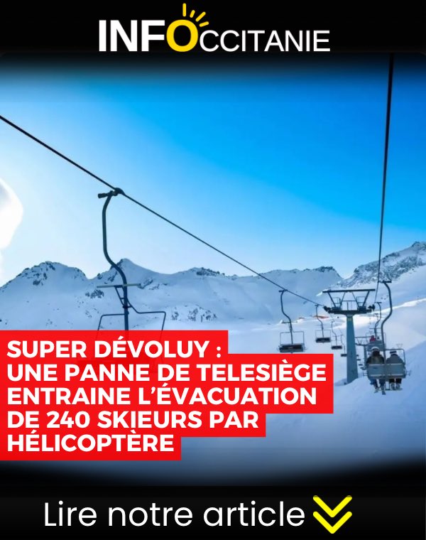 infoccitanie's tweet photo. #SuperDevoluy : une panne de télésiège entraîne l’évacuation de 240 skieurs par hélicoptère ! ⤵️ https://t.co/uC8HMyuzUT https://t.co/D1tvkTLkoW