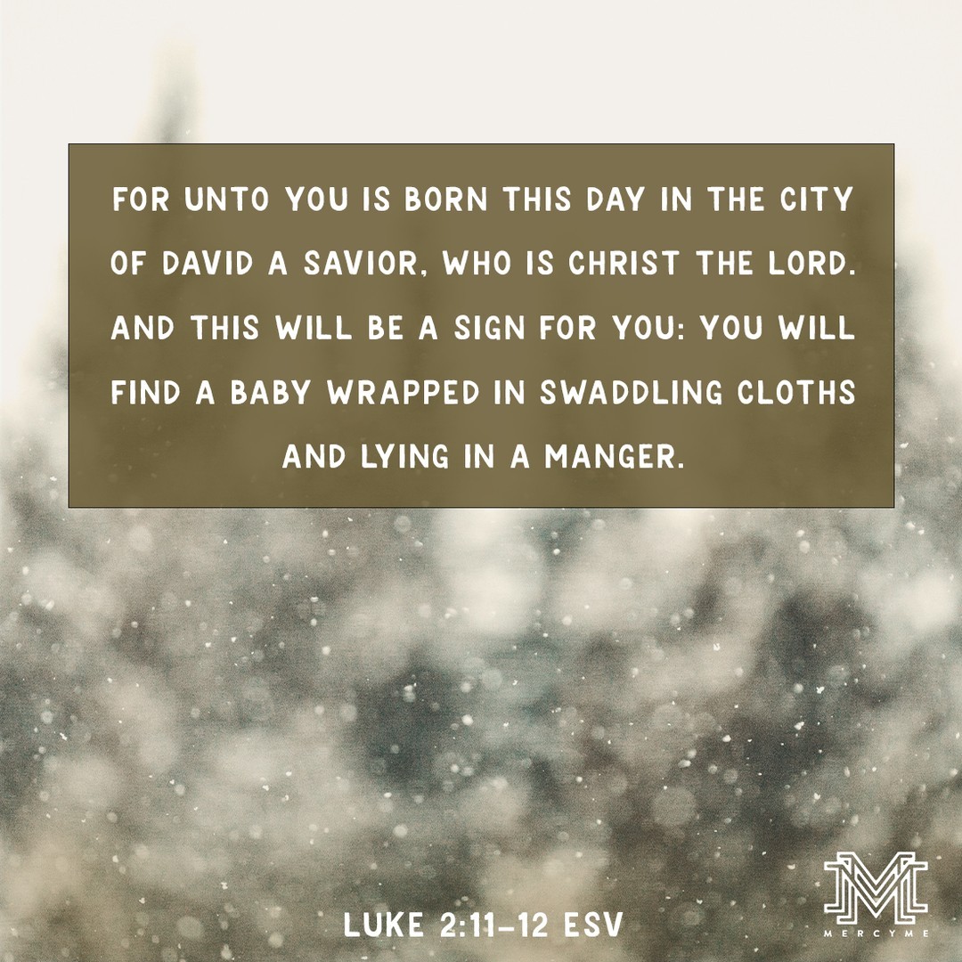 mercyme's tweet photo. For unto you is born this day in the city of David a Savior, who is Christ the Lord. And this will be a sign for you: you will find a baby wrapped in swaddling cloths and lying in a manger. Luke 2:11-12 ESV
#merrychristmas #asaviorisborn #Jesus #christmas2024 #advent #mercyme https://t.co/9tDFLbWQq6