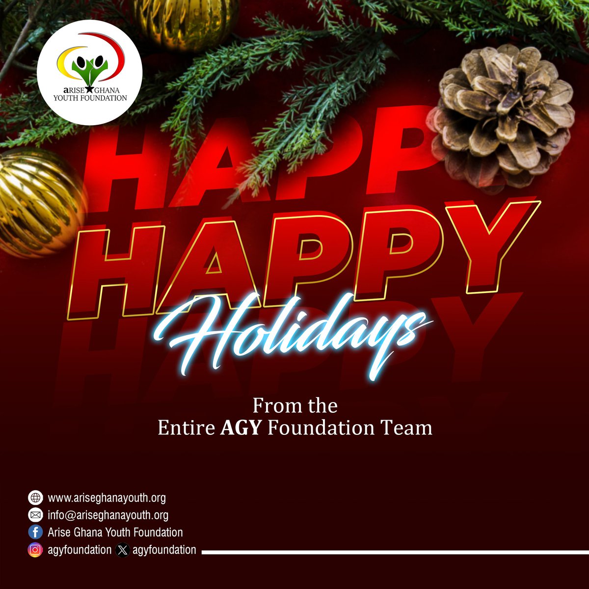 AGYFoundation's tweet photo. May the love, peace and joy of this season spur us on with renewed hope and purpose to bring laughter and happiness to all around us. 

Merry Christmas 🎄 🎊🎉

#WeShallBringLove&amp;Laughter https://t.co/fmpWH5PtOu