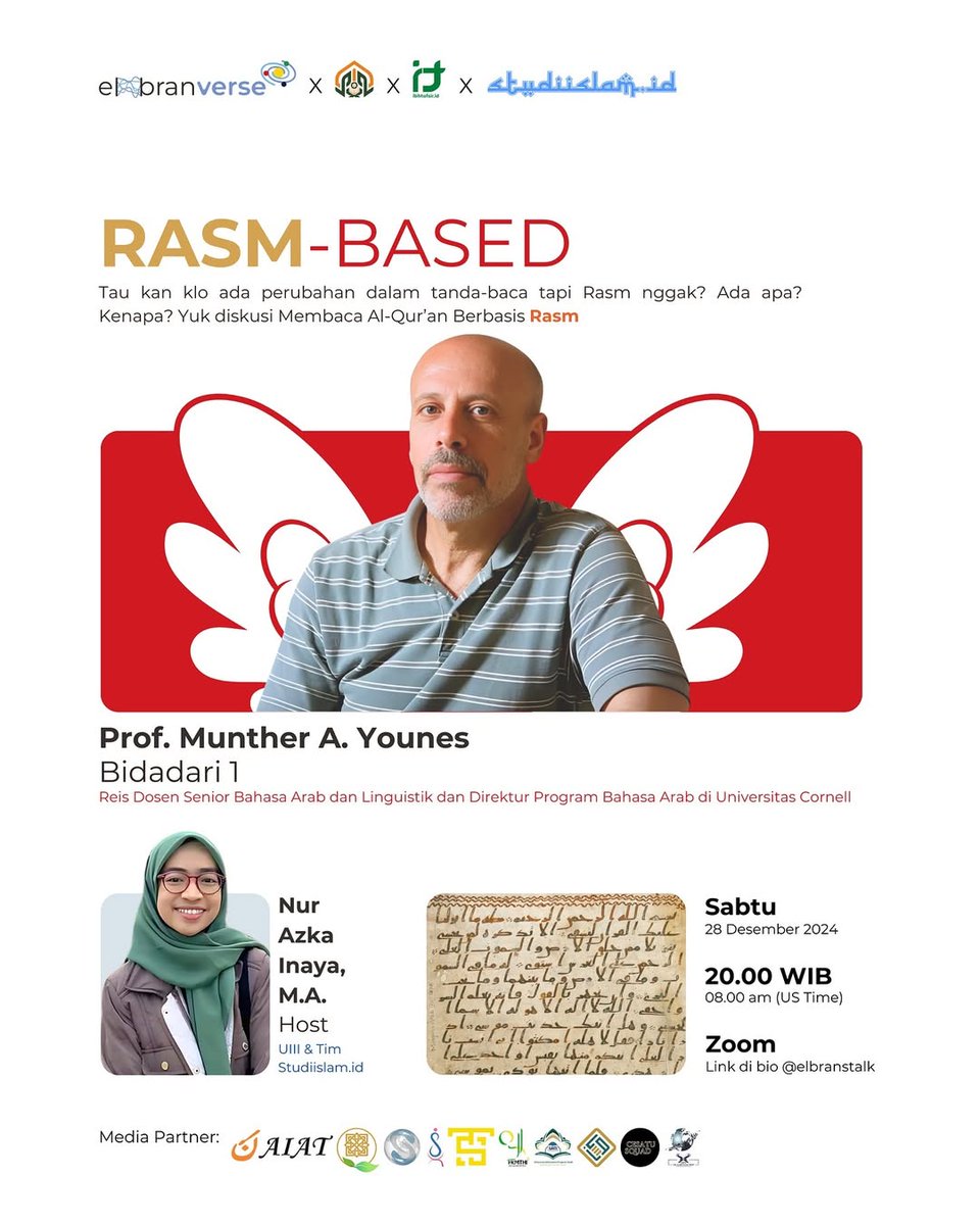 studiislam_id's tweet photo. Tau kan kalo harokat dan titik-titik itu bukan bagian dari rasm? Tau kan kalo dulu harokat itu pake titik?
Artinya, ada perubahan tulisan dari masa ke masa. 

Yuk, diskusi tentang Reading the Qur'an Based on the Rasm!

Selengkapnya di saluran whatsapp:
https://t.co/SGXdeNKaR5 https://t.co/oWcFTQGSK0